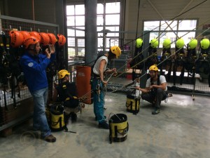 Tensioned lines being rigged